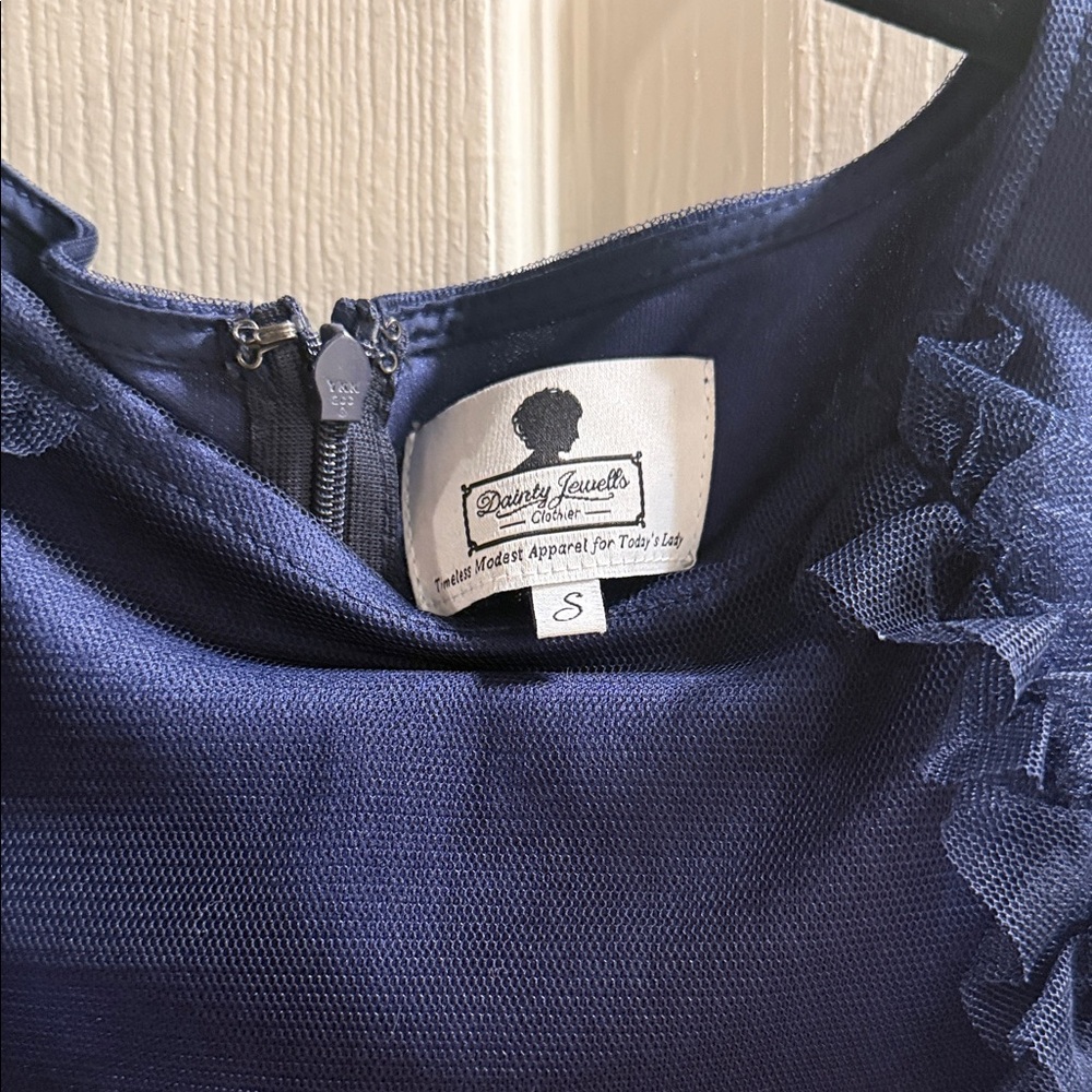 Dainty Jewells Navy Tiered Tulle Girls Formal Dress - Picture 2 of 3